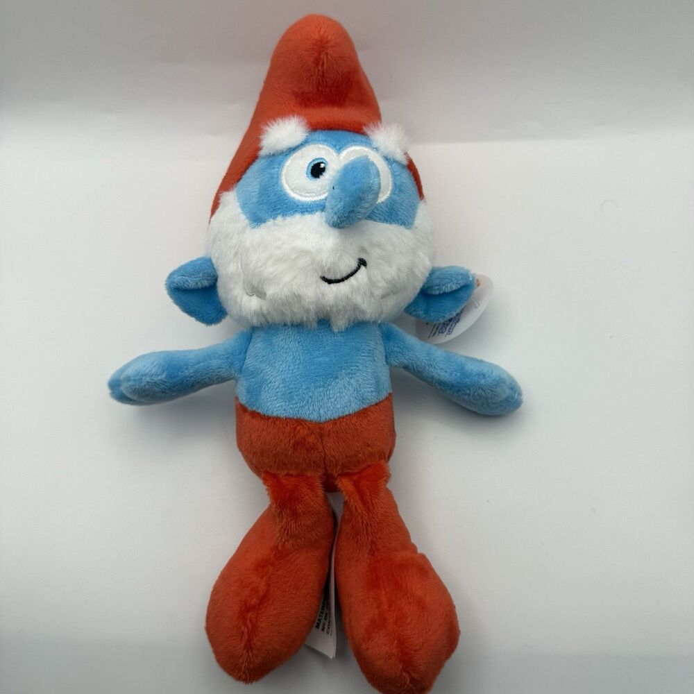 Nanco Papa Smurf Plush 9” Stuffed Animal Toy Red Hat Cartoon Doll SF-SMU10 NWT